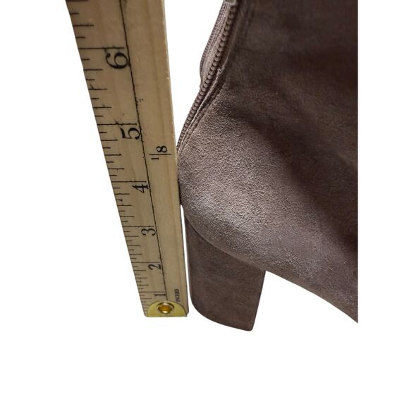 1.STATE Taupe Gray Suede Slouchy Ankle Booties Block Heel Size 8.5 - Picture 9 of 11